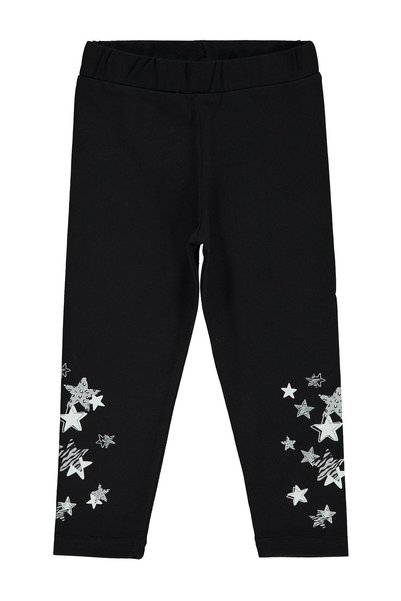 Civil Girls Star Printed Leggings for 2-5 Years - Black