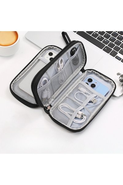 Generic Brand Black Cable Organizer, Small Electronic Pouch, Accessory Storage
