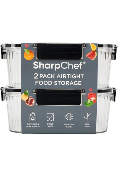 Generic Sharp Chef Airtight Food Storage Containers, Set of 2, Clear Rectangu...