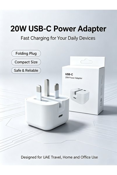 Generic Brand محول طاقة للشحن السريع بقدرة 20 واط PD USB‑C، شاحن حائط قابل لل...
