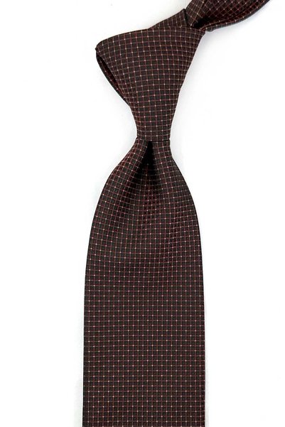 Kravatkolik Burgundy Black Square Pattern Classic Tie with Handkerchief Kk14142