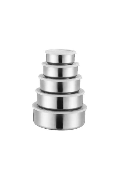 Generic Brand Set of 5 Stainless Steel Food Containers