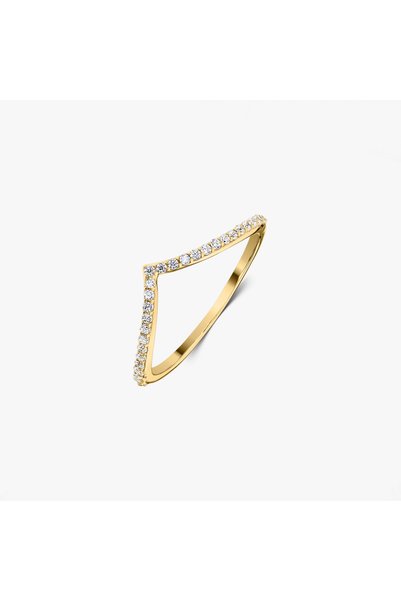 Indira Jewelry Inel din argint Golden Simple V - Zirconiu