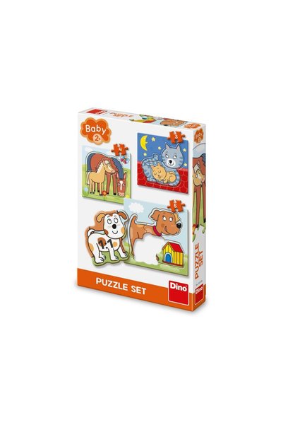 DinoToys Puzzle 3-în-1, Animale și puii lor - DINO TOYS