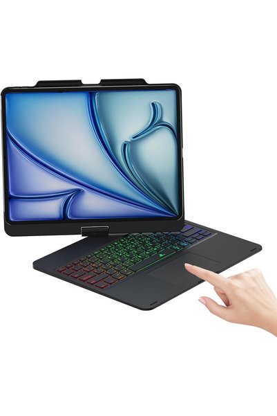 Generic عربية 360 °   حافظة لوحة مفاتيح قابلة للدوران لأجهزة iPad Air مقاس 13...