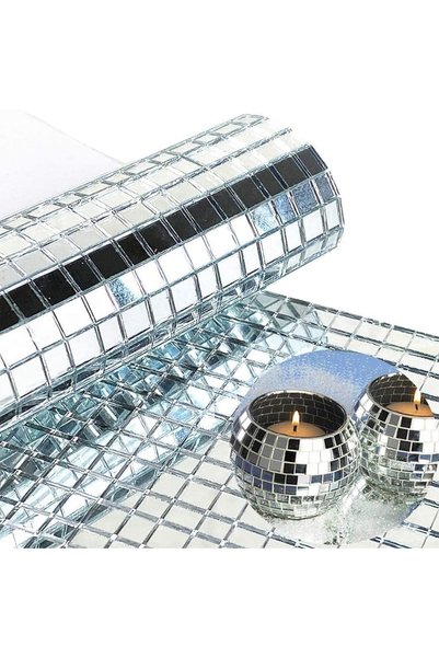Generic 1600-Piece Disco Ball Mirror Stickers – Silver Glass Mosaic Tiles for...