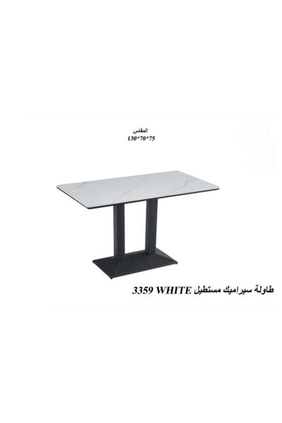 NO BRAND Rectangular Ceramic Table with Metal Base – White |   Movenhome