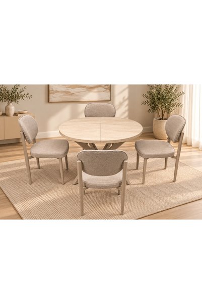 ROYALİSA TABLE CHAİR SAFİR LOFT AÇILIR MASA SETİ KAPUÇİNO