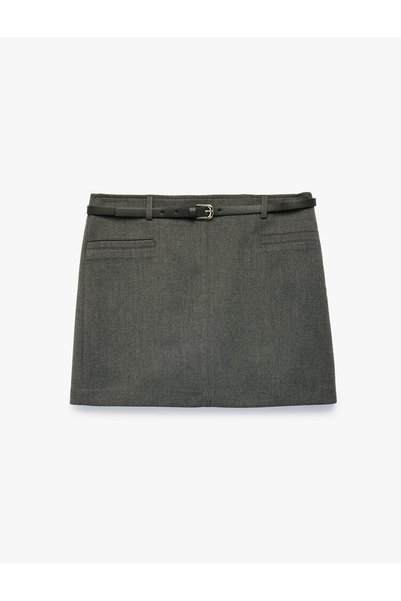 Koton X Selected by Şahika Ercümen - A Kesim Slim Kemerli Mini Etek