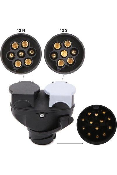 Noonedibs Adaptor rulotă cu 13 pini la adaptor remorcă 12N și 12S cu 7 prize