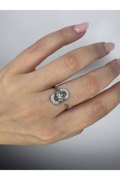 GAMBU Polar Star Patterned Zircon Stone Women's Ring