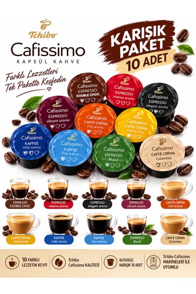 Tchibo Cafissimo Cafissimo Karışık Kapsül Kahve 10’lu Paket – Farklı Kahve Çeşitleri