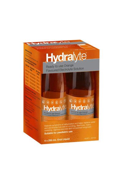 HYDRALYTE Orange Flavoured Electrolyte Solution 4 X 250mL