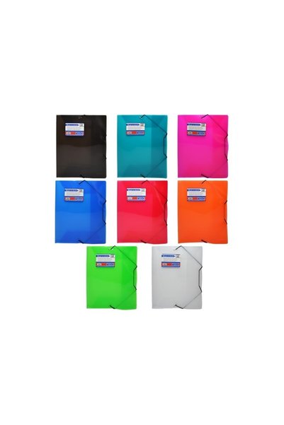 NEBO Set of 12 A4 folders, made of plastic, with elastic, translucent -