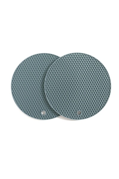 GRÜNBERG Set 2 x 2 Suport Termoizolant din Silicon, Gri, Rotund, pentru Vase ...