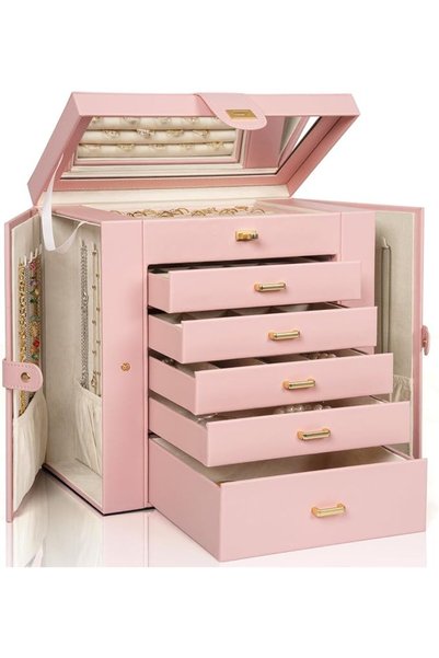 AKOZLIN Huge Jewelry Box Organizer Functional Extra Large Leather Jewelry Sto...