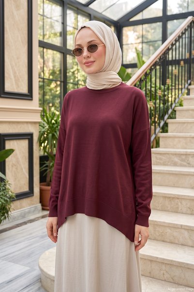 Nuss Basic Knitwear Rayon Tunic 902 Cherry