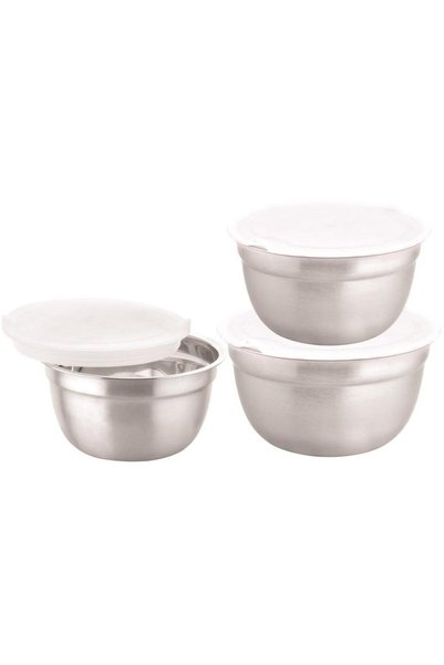 GRÜNBERG Set 2 x 3 Boluri Inox cu Capace din Plastic, Grunberg