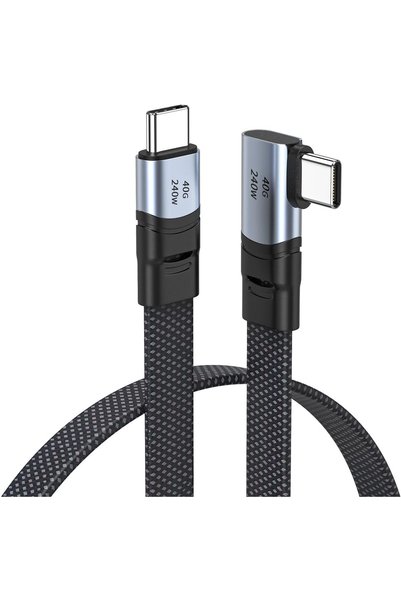 Generic كابل USB-C بزاوية قائمة، كابل USB إلى USB-C، يدعم USB4 بسرعة 40 جيجاب...