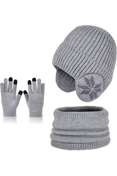 Generic Kids Winter Hat Gloves Scarf Set,Thermal Knit Crochet Thick Fluffy To...