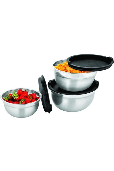 GRÜNBERG Set 2 x 3 Boluri din Inox cu Capace din Plastic, Grunberg