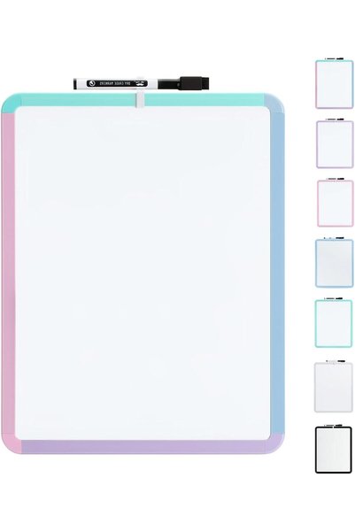 Generic Magnetic Mini Dry Erase Whiteboard, 11"x14" with Black Marker, Colorf...