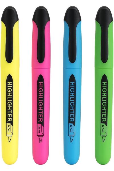 Generic 1/4mm Highlighter - 14cm Assorted Colors, 4 Pieces