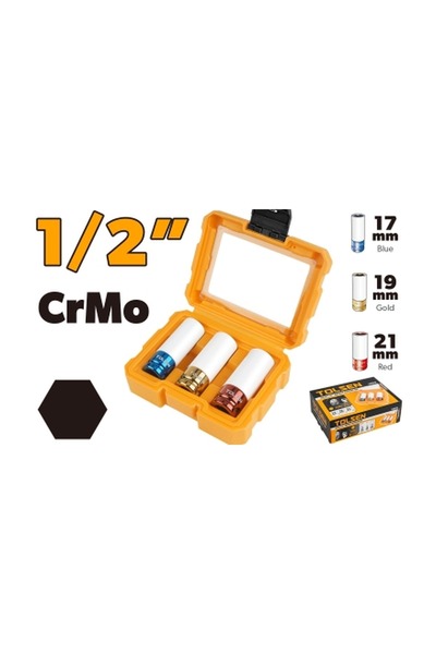 TOLSEN 3-Piece 1/2 Inch Drive Impact Socket Set Cr-Mo Chrome Molybdenum, 17mm...