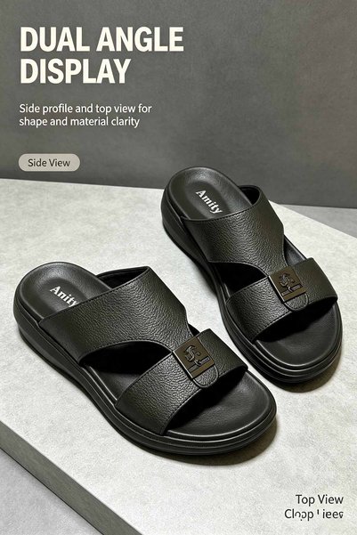 SoftSole KSA صنادل جلدية رجالية للاستخدام اليومي، بحزام عريض وجزء علوي مثقب ب...