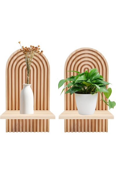 Generic 2 Pcs Floating Book Shelves for Wall, Bohemian Hanging Shelf Wall Mou...