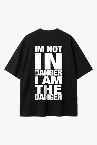 Sekizbiraltı I'M Not in Danger Printed Black Oversize Unisex T-Shirt