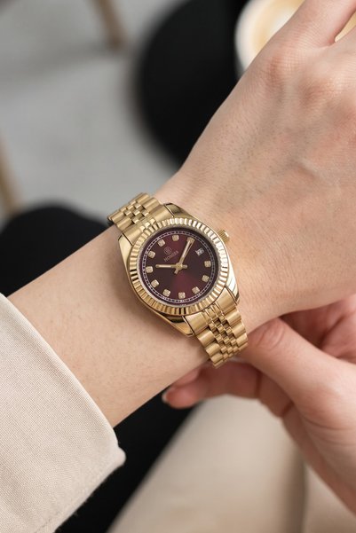 Homies Bordo Dial Steel Strap Women's Watch with 2 Year Warranty (Bracelet as...