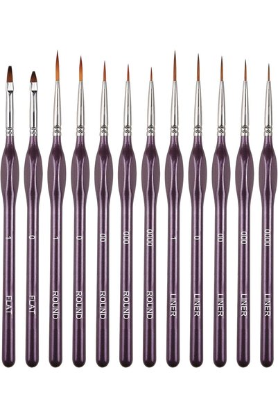 Generic 12 Pcs Fine Detail Paint Brush Set, Professional Miniature Painting B...