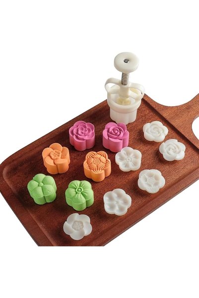 Generic Mooncake Mold, Mid-Autumn Festival Cookie Stamp Set, Thickness Adjust...