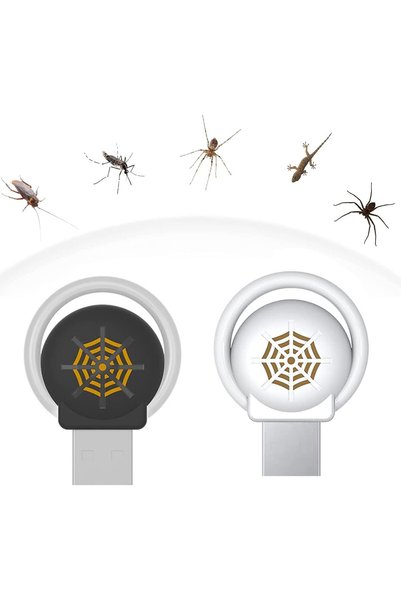 Generic قطعتان من جهاز طارد الحشرات بالموجات فوق الصوتية المحمول بمنفذ USB، ط...