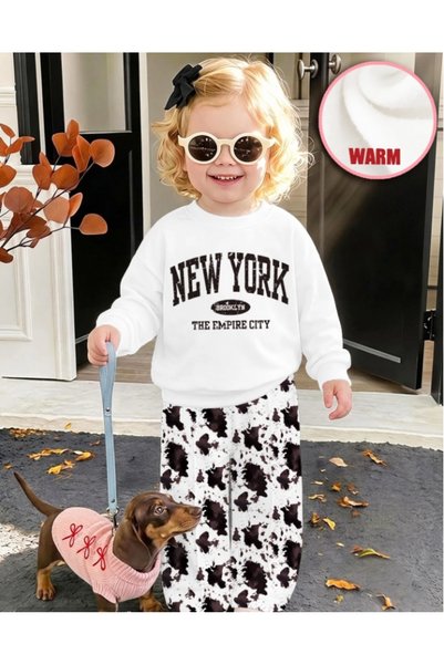 İBRE Pek-Şik Fashionable Girls' New York Printed Patterned Stylish Set