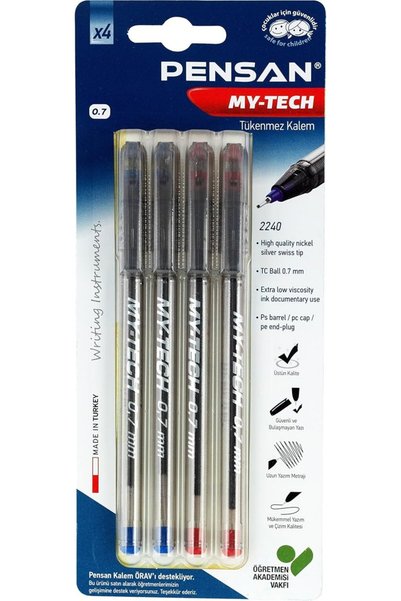 Pensan قلم رصاص مختلط من My-Tech بقطر 0.7 مم مكون من 4 قطع - PE02240TKMT04