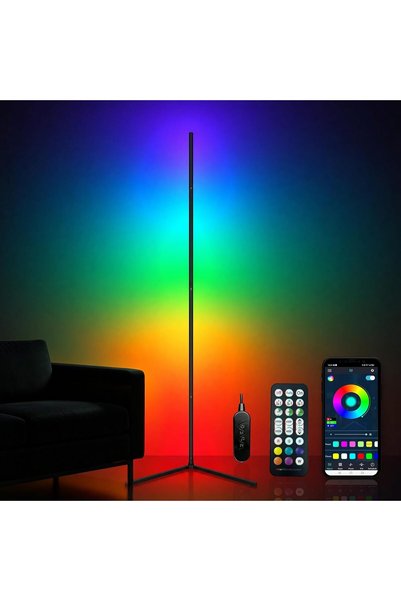Arabest مصباح أرضي ذكي LED للزوايا، متزامن مع الموسيقى بألوان RGB، يمكن التحك...