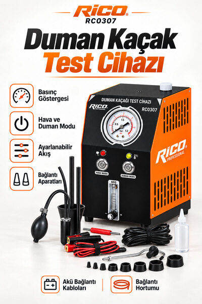 Rico RC0307 12V Duman Kaçak Test Cihazı Oto Servis Sızdırmazlık Kaçak Tespit Cihazı