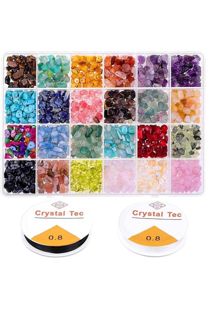 Generic 1200pcs 24 Color Crystal Gemstone Chips & Beads for Jewelry Making, I...