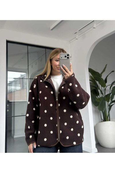 VIORA FASHION سترة من الصوف المنقوشة بنقاط البولكا