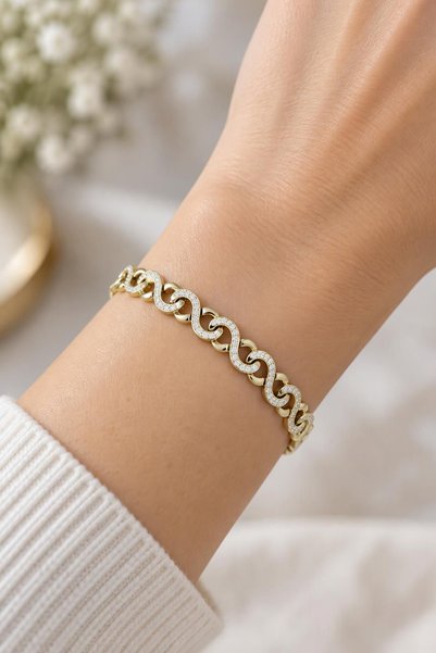 XUPING JEWELRY Altın Kaplama Zirkon Taşlı Sıralı Bileklik