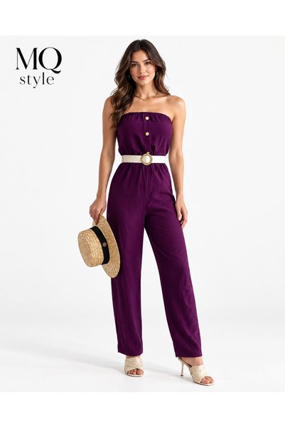 MQ Women's Sleeveless One Piece Jumpsuit, with Belt. Summer Casual. Very Narr...