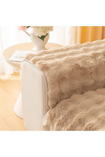 Arabest Plush Faux Rabbit Fur Sofa Arm Cover,Non-Slip Soft Couch Slipcover,27...