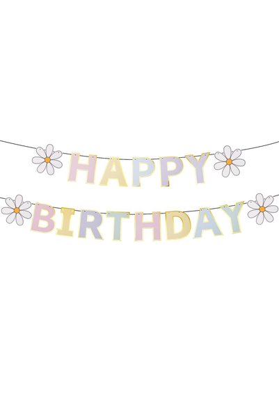 Generic Happy Birthday Banner, Pre-Strung Backdrop Sign, Macaron Pastel Party...