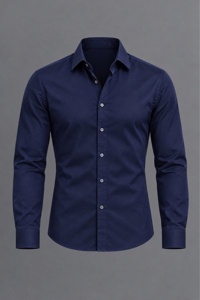 DAMGA JEANS قميص رجالي كلاسيكي ذو ياقة وأكمام طويلة وأزرار وقصة ضيقة باللون ا...