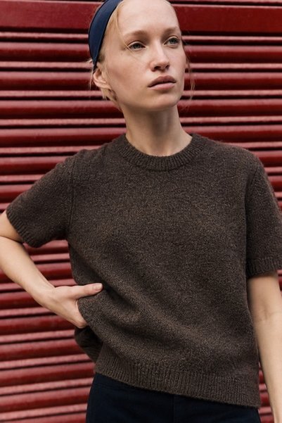 DAMGA JEANS Γυναικείο κοντομάνικο φούτερ με λαιμόκοψη ποδηλατικού τύπου Premi...