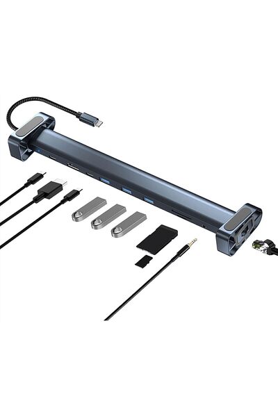 Generic محول USB C متعدد المنافذ، محطة إرساء 10 في 1 مع منفذ HDMI بدقة 4K، وم...
