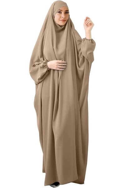Generic عباءة صلاة نسائية قطعة واحدة بلون موحد، عباءة إسلامية، ثوب ماكسي إسلا...