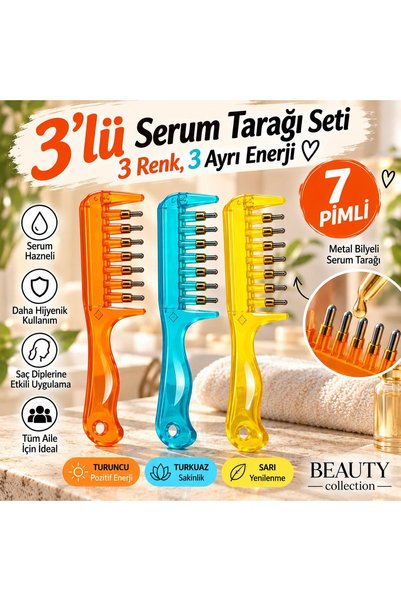Beauty Collection Serumia Hazneli Saç Dibi Serum ve Bakım Yağı Uygulama Tarağ...